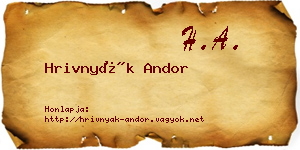 Hrivnyák Andor névjegykártya